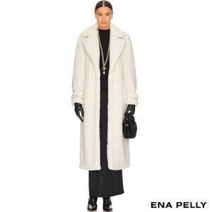 Ena Pelly **NWT** Harri Oversized Belted Teddy Coat in Bone White